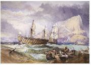 H.M.S 'Victory' towed into Gibraltar, Clarkson Frederick Stanfield